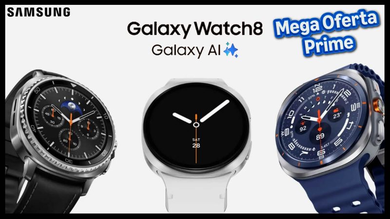 Mega Oferta Amazon Prime: Galaxy Watch8 da Samsung com descontos de até 57%