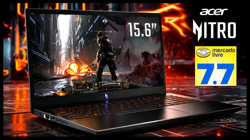 Ofertas 7.7 Mercado Livre: notebook gamer Acer Nitro com desconto de 48%