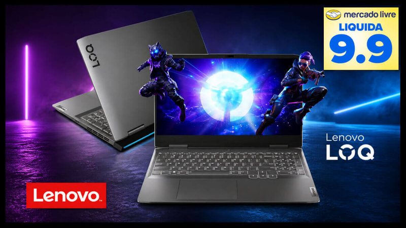 Ofertas 9.9 Mercado Livre: notebook gamer Lenovo LOQ com 43% de desconto