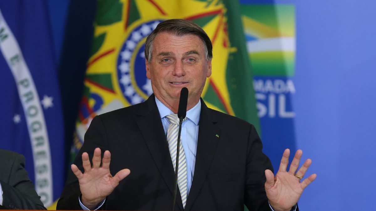 Presidente Bolsonaro em discurso no Palácio do Planalto, em Brasília - Divulgação/Agência Brasil