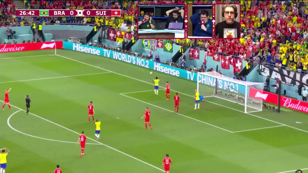 Exibição do jogo entre Brasil e Suíça, pelo canal CazéTV
