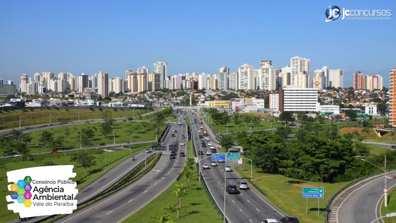 Concurso da Agência Ambiental do Vale do Paraíba: vista aérea da cidade de São José dos Campos/SP, sede da Agência - Crédito: Cláudio Vieira/PMSJC