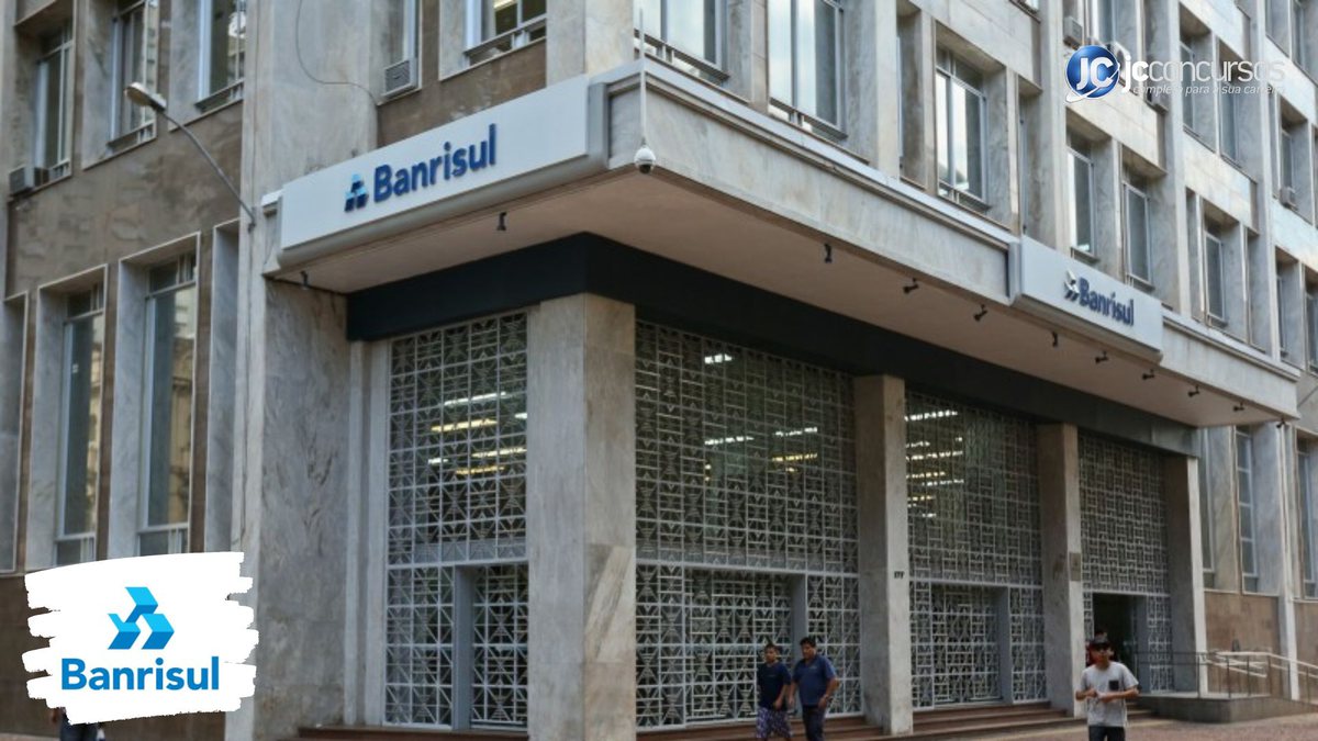 Concurso do Banrisul: fachada do edifício-sede da instituição financeira, em Porto Alegre