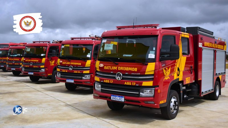 Concurso dos Bombeiros AL: caminhões do Corpo de Bombeiros Militar do Estado de Alagoas