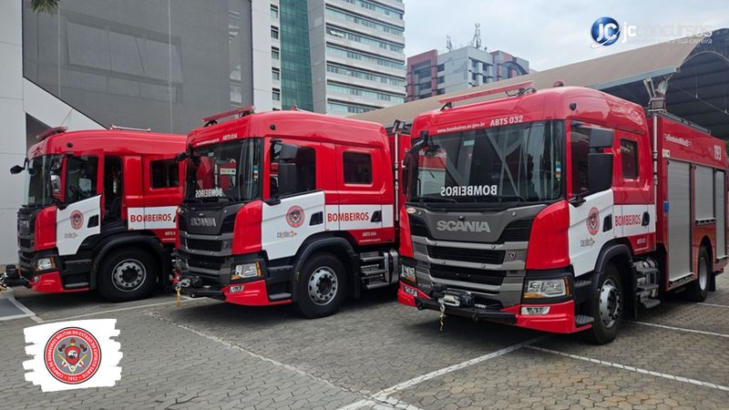 Concurso dos Bombeiros ES: caminhões do Corpo de Bombeiros Militar do Estado do Espírito Santo