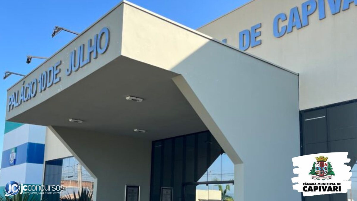 Concurso da Câmara de Capivari SP: fachada do prédio sede do órgão - Divulgação