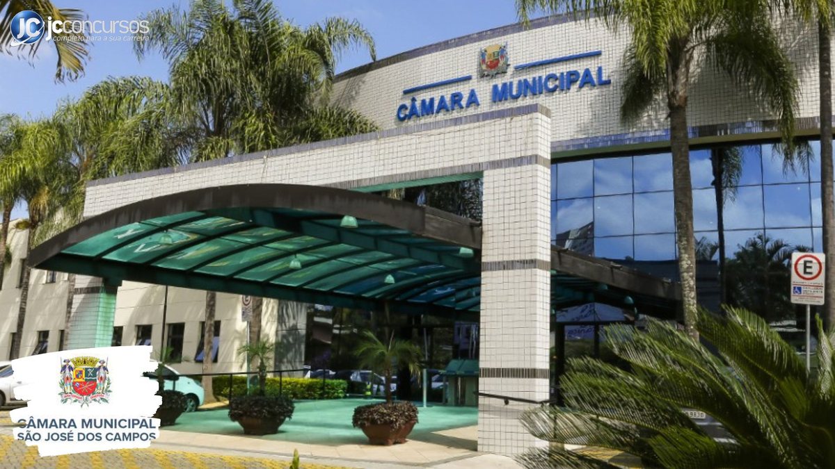 Concurso da Câmara de São José dos Campos SP: entrada do prédio do órgão