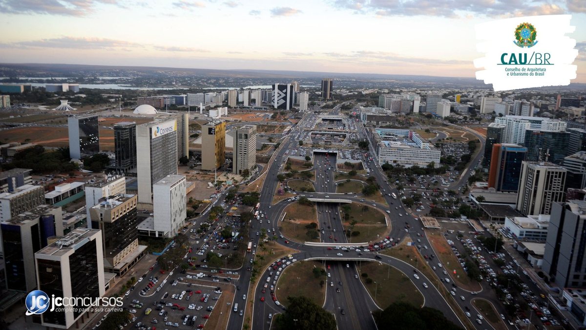Concurso do CAU BR: vista aérea de Brasília, onde fica a sede do órgão