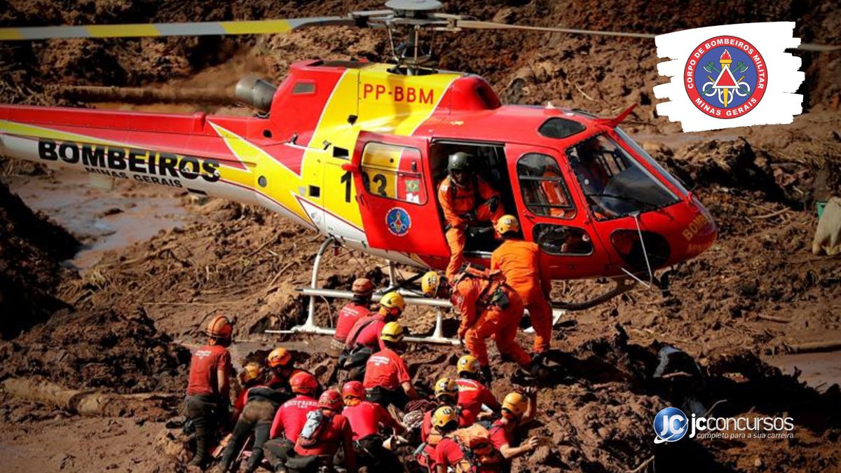Concurso do Corpo de Bombeiros MG: agentes da corporação utilizam helicóptero durante resgate - Divulgação