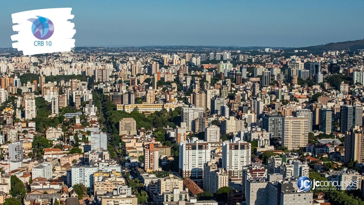 Concurso do CRB RS: vista aérea de Porto Alegre, onde fica a sede do órgão