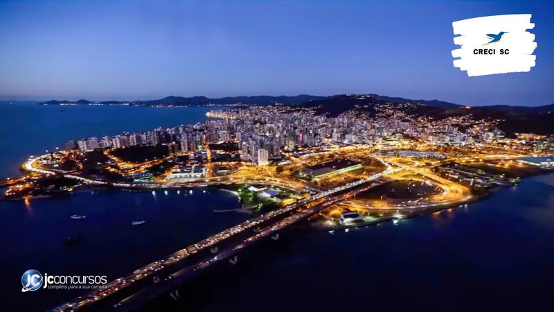 Concurso do Creci SC: vista panorâmica de Florianópolis, onde fica a sede da instituição