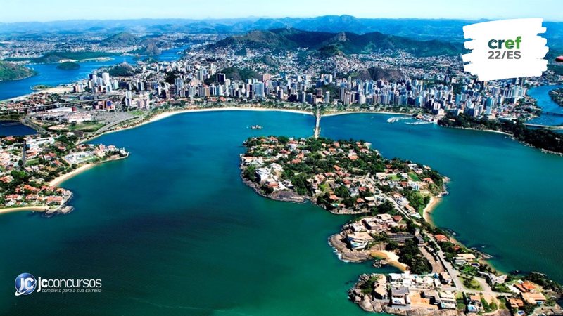 Concurso do Cref ES: vista aérea de Vitória, onde fica a sede do órgão