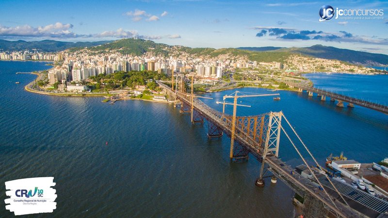 Concurso do CRN-10 SC: vista aérea da cidade de Florianópolis