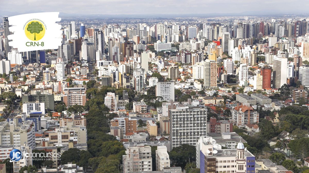 Concurso do CRN-8: vista aérea de Curitiba, onde fica a sede do órgão