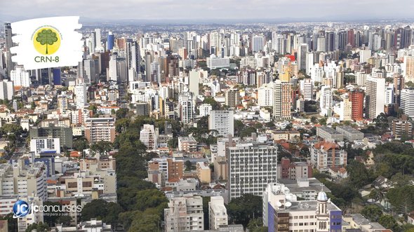 Concurso do CRN-8: vista aérea de Curitiba, onde fica a sede do órgão - Foto: Luiz Costa/SMCS