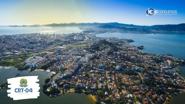 Concurso do CRT-4: vista aérea de Florianópolis, onde fica a sede do órgão