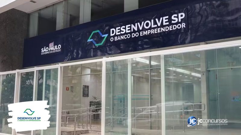 Concurso da Desenvolve SP: fachada da agência de fomento do governo paulista - Foto: Divulgação