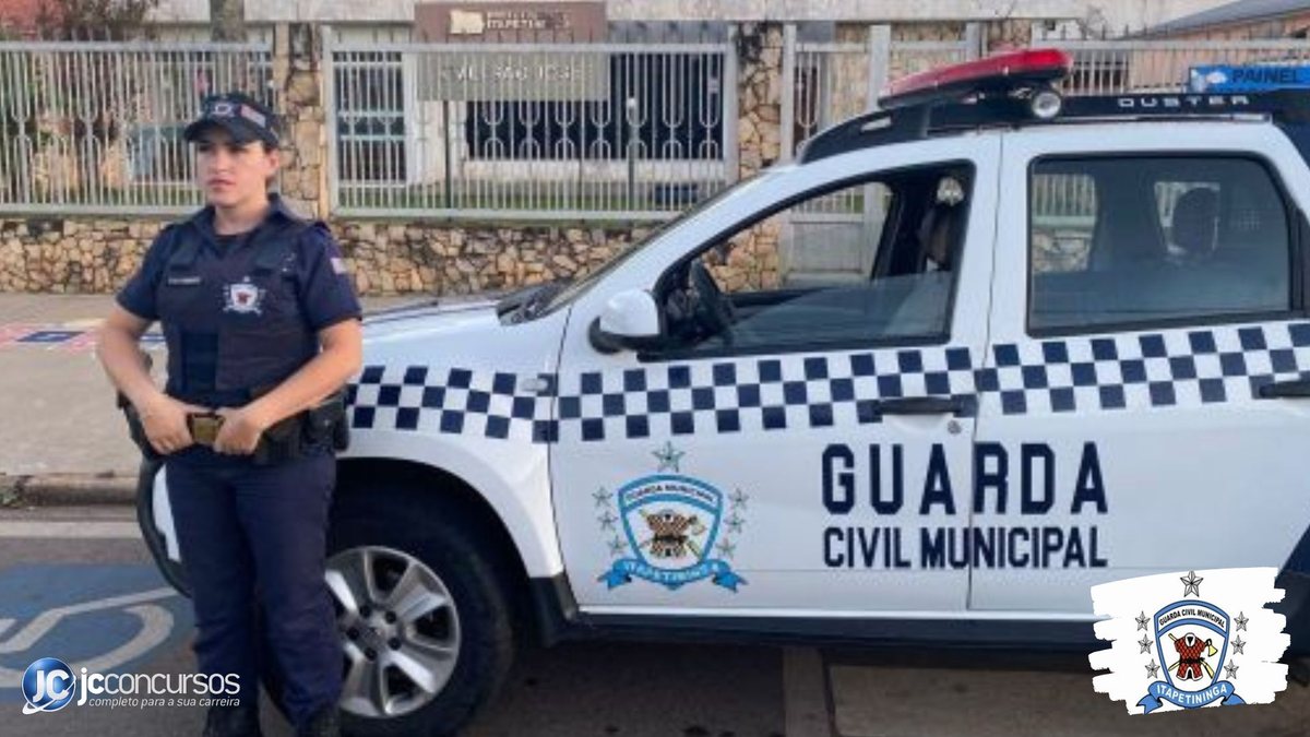 Concurso da GCM de Itapetininga SP: guarda municipal em frente a viatura - Divulgação