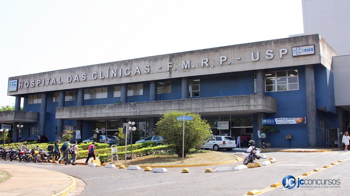Concurso do HCRP: fachada da entrada do Hospital das Clínicas - Marcos Santos/USP Imagens