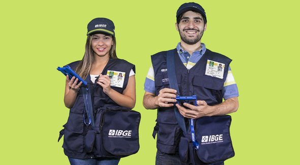 Concurso IBGE: recenseadores com dispositivos móveis de coleta - Divulgação