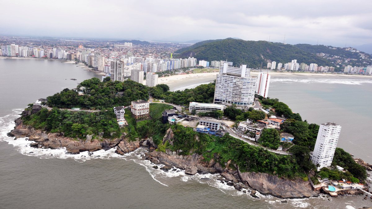 Concurso Igeve: vista aérea do município de São Vicente, no litoral paulista