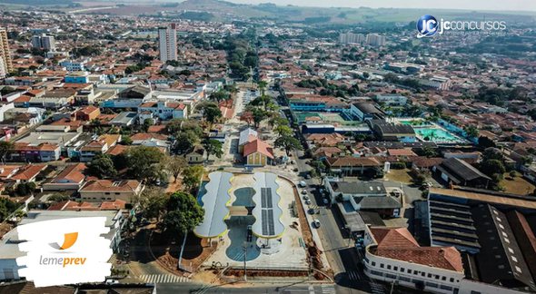 Concurso do Lemeprev: vista aérea do município de Leme - Divulgação