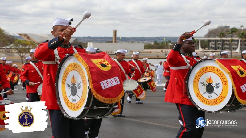 Concurso da Marinha: músicos do Corpo de Fuzileiros Navais durante apresentação - Foto: Divulgação