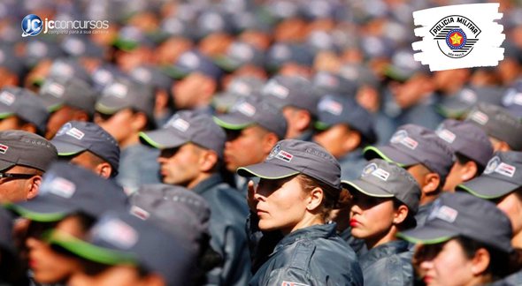 Concurso da PM SP: dezenas de soldados perfilados - Foto: Divulgação