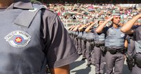 Concurso PM SP: soldados perfilados prestando continência - Divulgação