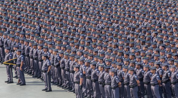 Concurso PM SP: dezenas de soldados perfilados durante cerimônia de formatura - Divulgação