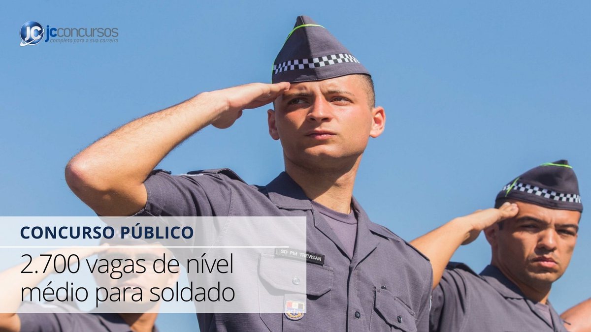 Concurso da PM SP: soldados prestam continência - Divulgação