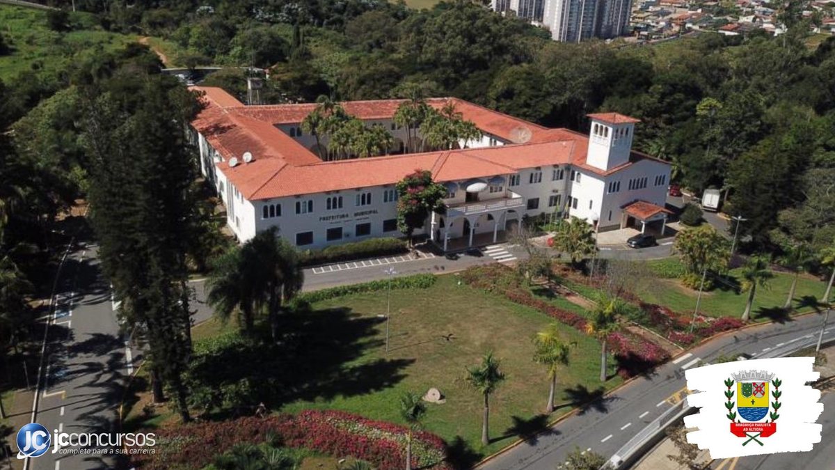 Concurso de Bragança Paulista SP: vista aérea da prefeitura - Divulgação