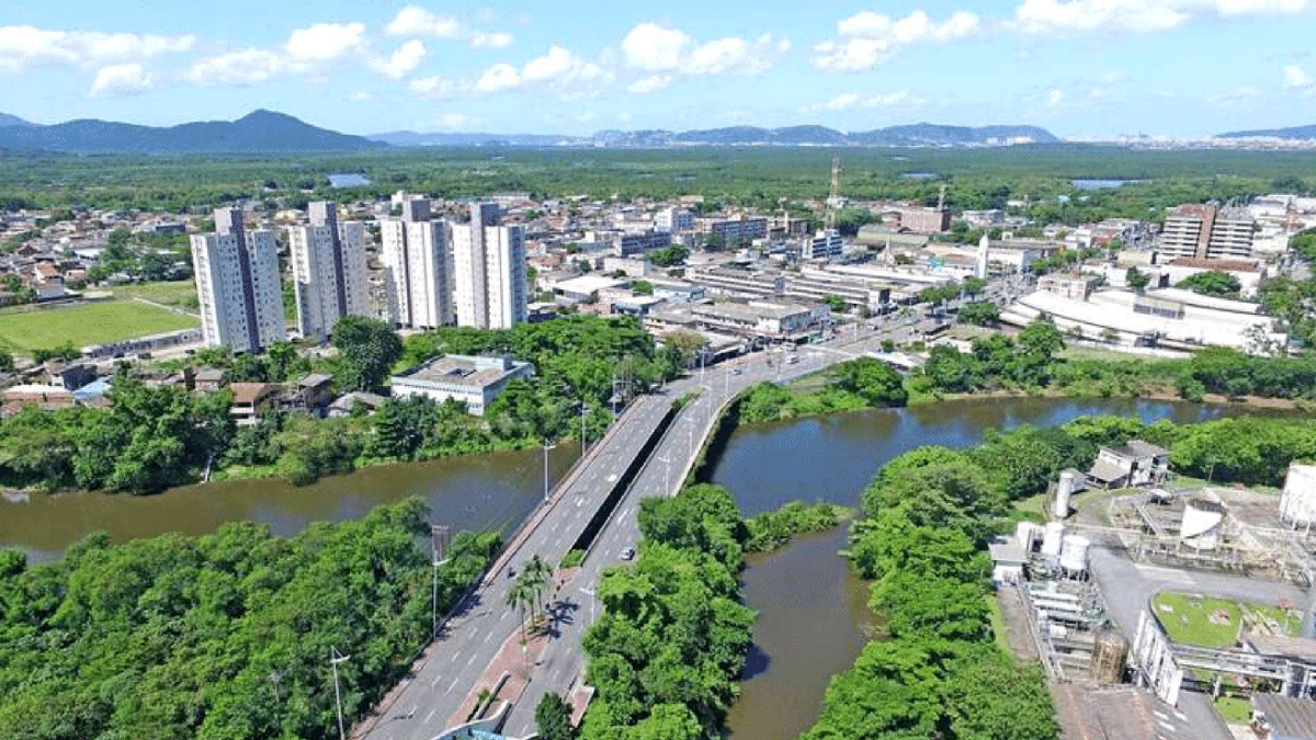 Concurso Previdência Cubatão: cidade vista do alto