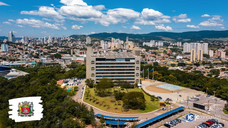 Concurso da Prefeitura de Itatiba: vista panorâmica do edifício-sede do Executivo