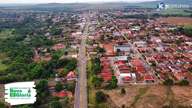 Concurso da Prefeitura de Nova Glória GO: vista aérea da cidade - Divulgação