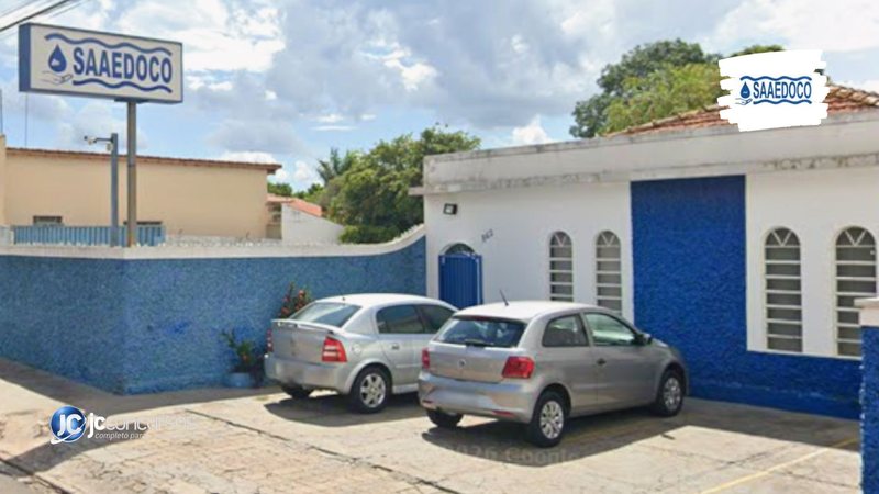 Concurso do SAAEDOCO: fachada da sede do Serviço Autônomo de Água e Esgoto de Dois Córregos