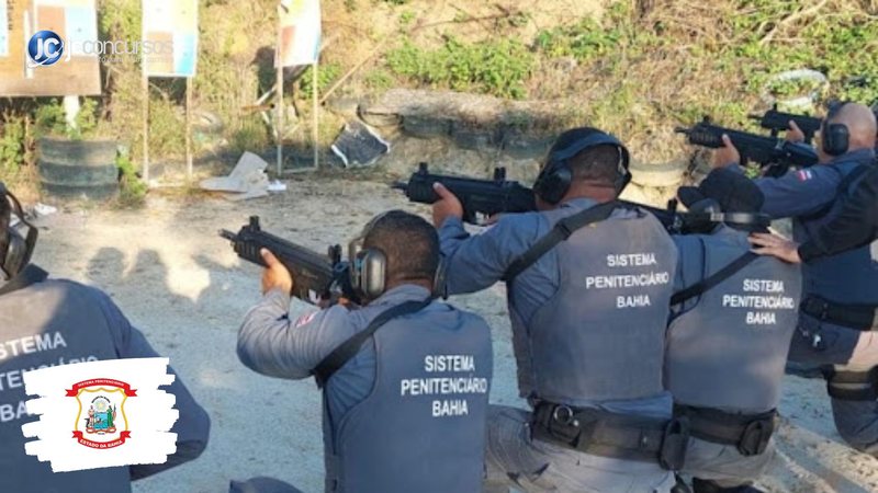 Concurso da Seap BA: agentes durante treinamento de tiro - Foto: Divulgação