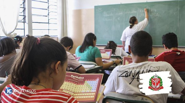 Concurso da SEE SP: estudantes durante atividade em sala de aula - Foto: Divulgação