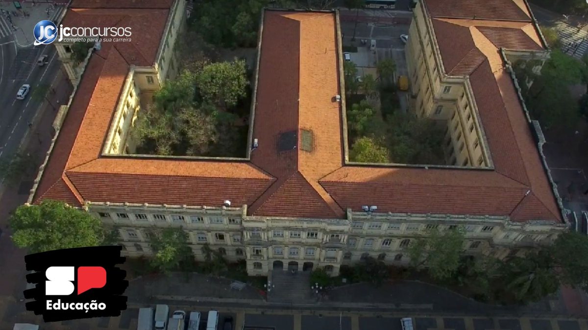 Processo seletivo da SEE SP: vista aérea do prédio da Secretaria da Educação do Estado de São Paulo, na capital