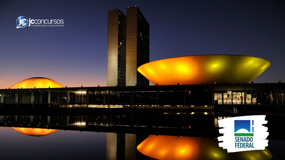 Concurso do Senado: Congresso Nacional iluminado à noite - Divulgação