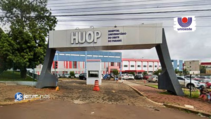 Processo seletivo Unioeste PR: fachada do Hospital Universitário do Oeste do Paraná, em Cascavel