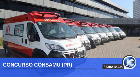 Concurso Consamu PR: ambulâncias no pátio - Divulgação