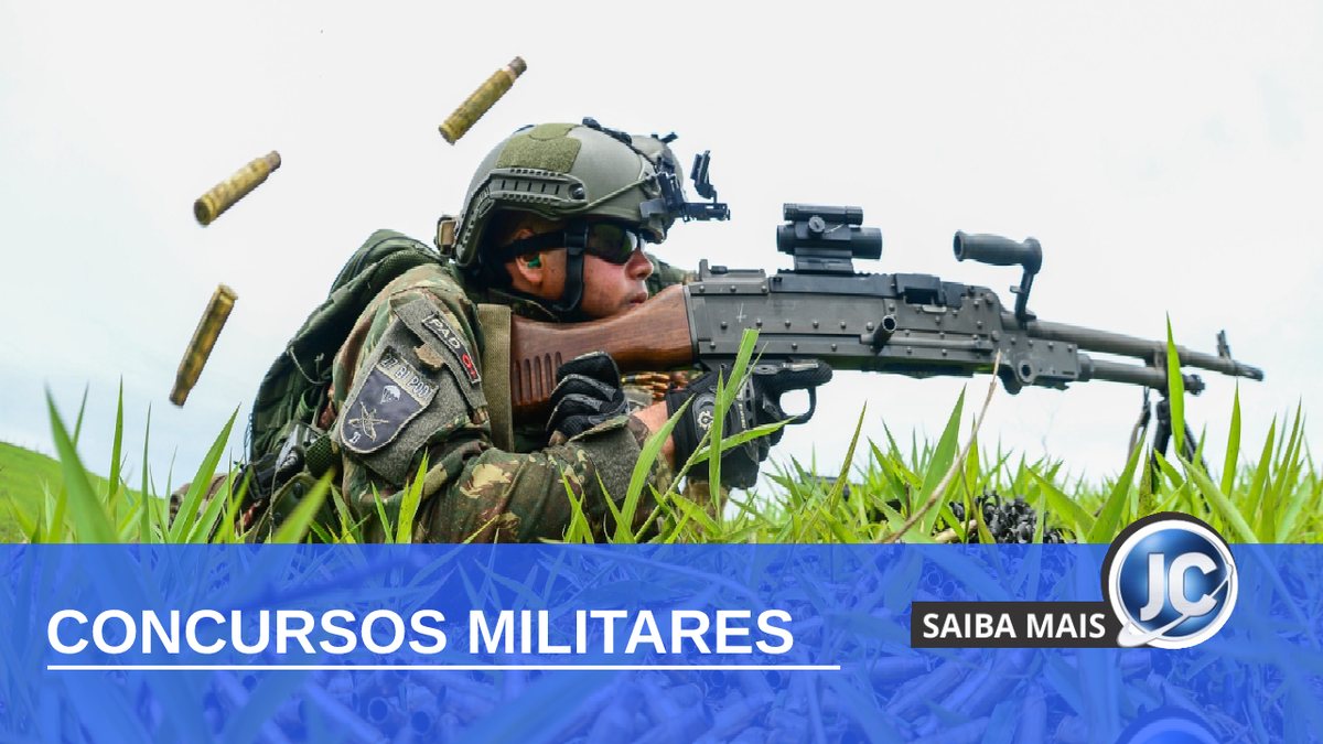Concursos Militares: soldado em um treinamento na selva - Divulgação Exército