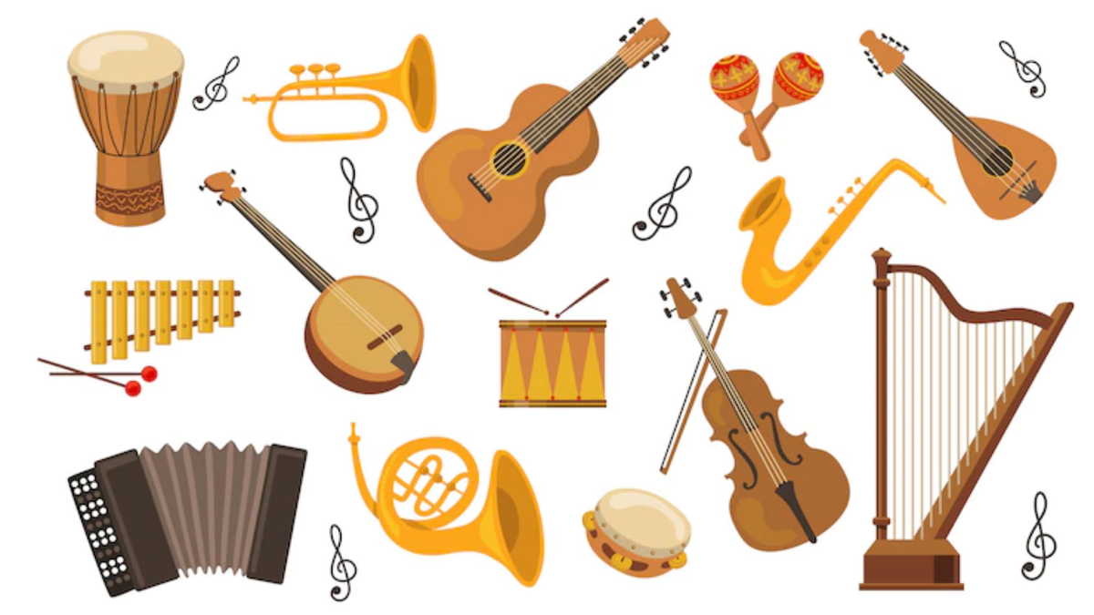 Diversos instrumentos musicais - Freepik - Instrumentos musicais