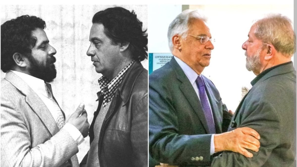 Ex-presidente Fernando Henrique Cardoso ao lado do também ex-presidente Luiz Inácio Lula da Silva (PT)