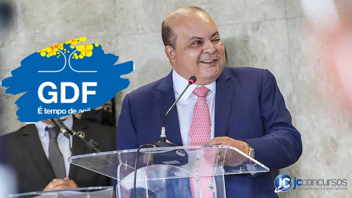 Governador do DF, Ibaneis Rocha fala em microfone - Divulgação