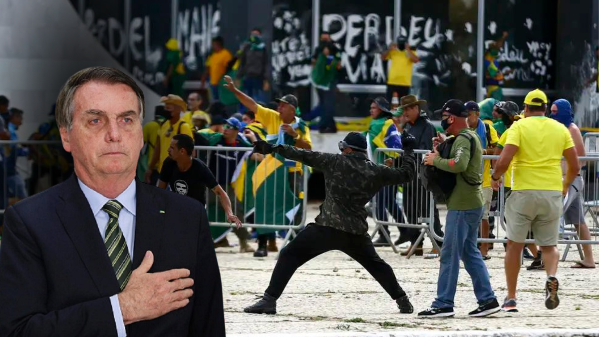 Apoiadores de Bolsonaro em invasão à Brasília em 8 de janeiro de 2023 - Foto Agência Brasília/Montagem JC