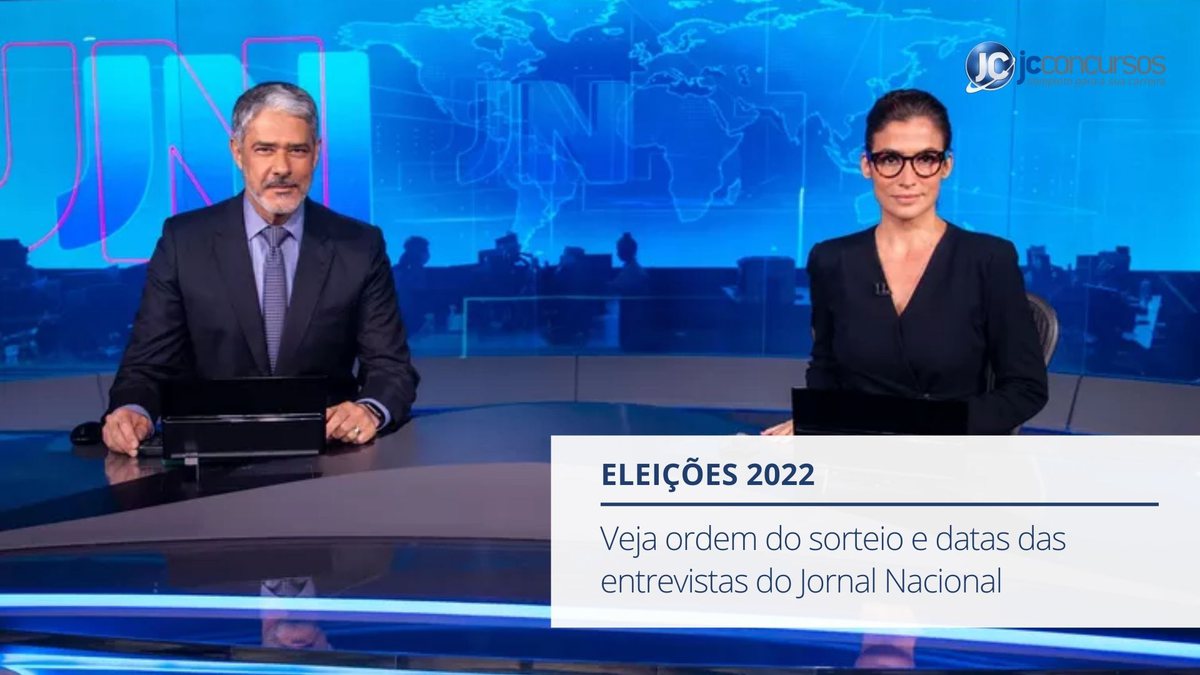 Veja a ordem dos sorteios e datas para as entrevistas do Jornal Nacional nas Eleições 2022 - Reprodução/TV Globo