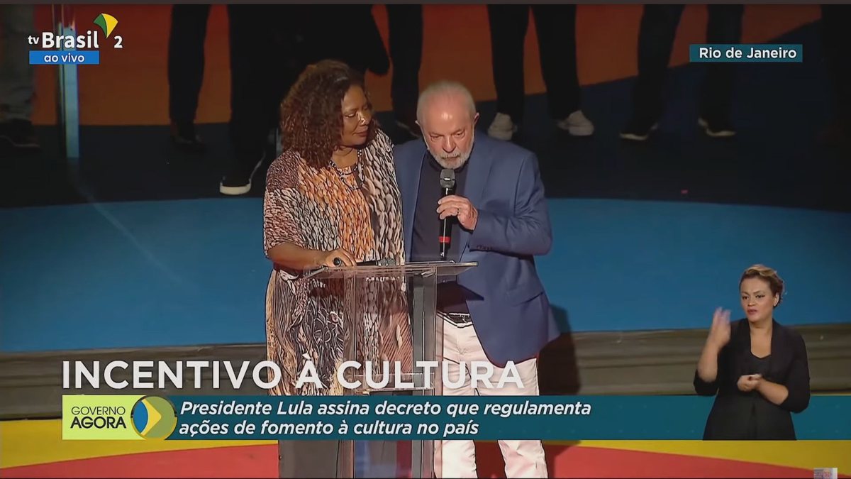 Presidente Lula (PT) ao lado da ministra da Cultura Margareth Menezes - Reprodução Youtube - Lei Rouanet
