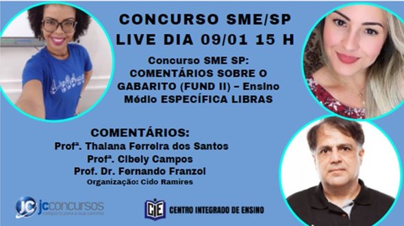 Live JC comenta o gabarito do concurso SME SP - Divulgação